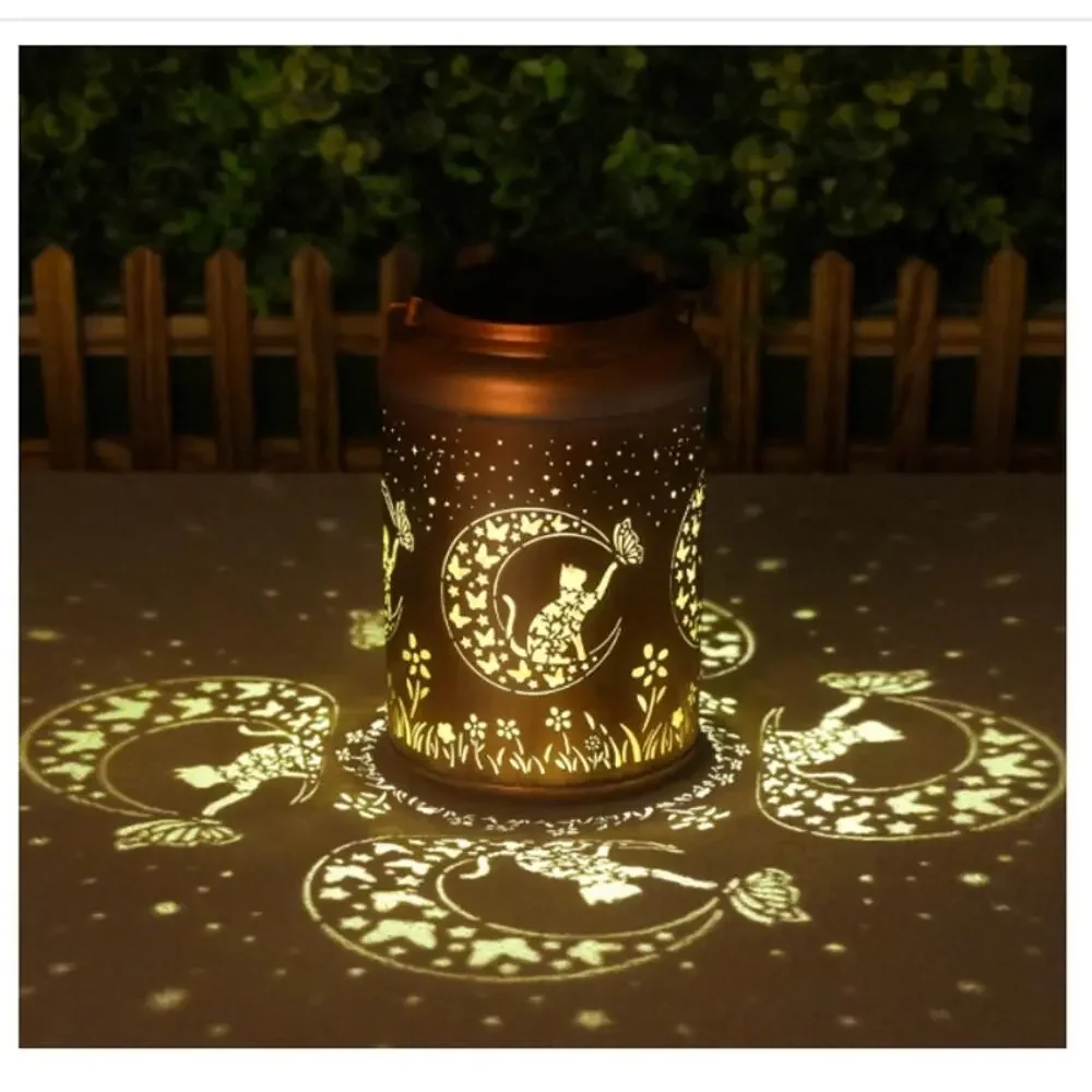 Cat design Solar Lanterns Outdoor Waterproof Hanging Solar Lights Metal
